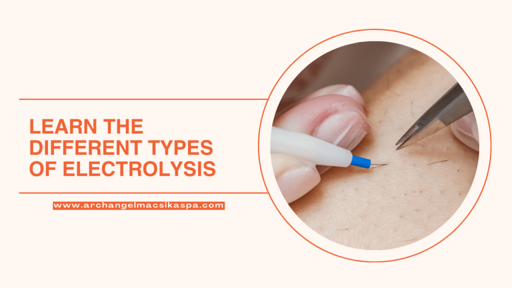 A Text "Learn the Different Types of Electrolysis" and an image of electrolysis service.