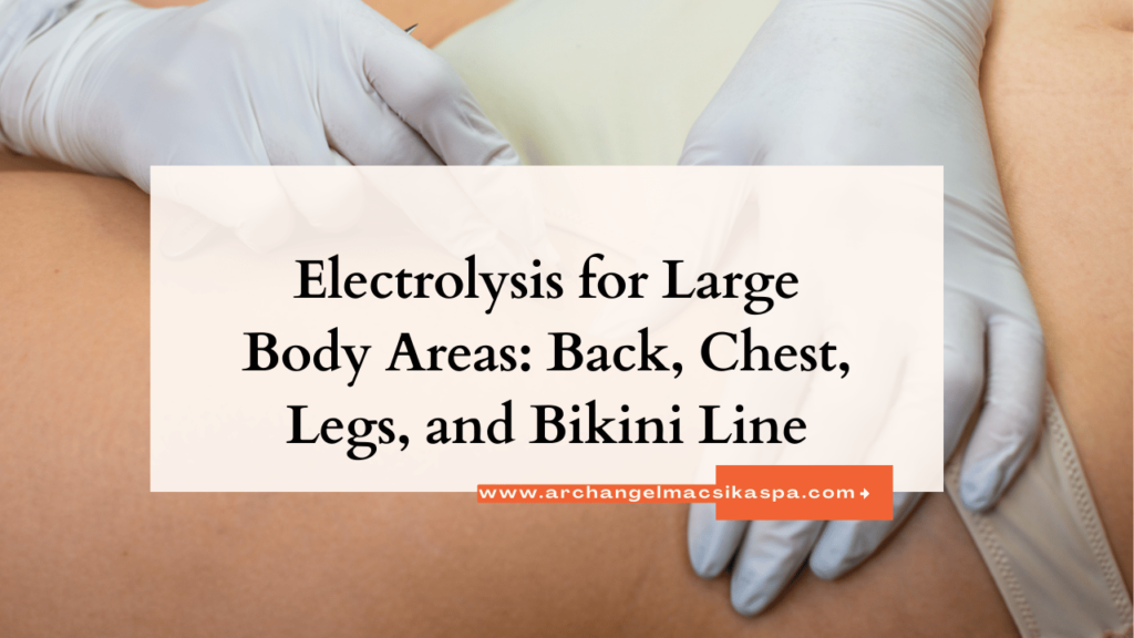 This contain an image of an electrologist caring out electrolysis service on a client Bikini Line.